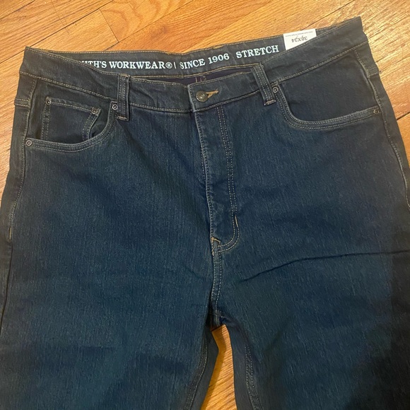 Smith's Workwear Fleece Lined 5 Pocket Denim Pant, Dark Vintage wash 38X34 NWT - Picture 3 of 8